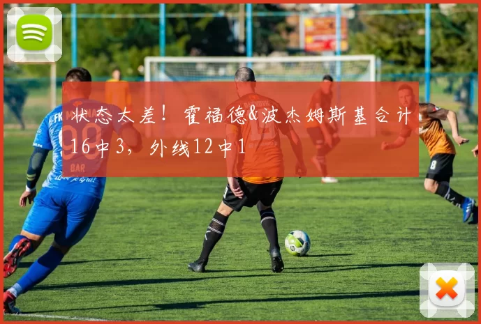 状态太差！霍福德&波杰姆斯基合计16中3，外线12中1